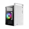 Kompiuterio korpusas AEROCOOL PGS CS-109-G-WT-v1 Mini Tower SPCC baltas – microATX, iki 26 cm GPU, FRGB, tinklinis priekis