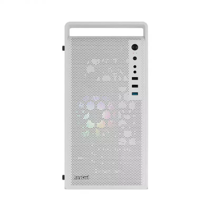 Kompiuterio korpusas AEROCOOL PGS CS-109-G-WT-v1 Mini Tower SPCC baltas – microATX, iki 26 cm GPU, FRGB, tinklinis priekis