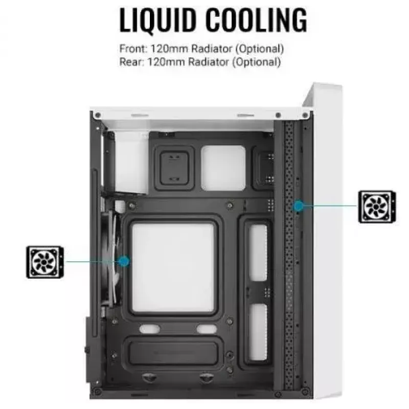 Kompiuterio korpusas AEROCOOL PGS CS-109-G-WT-v1 Mini Tower SPCC baltas – microATX, iki 26 cm GPU, FRGB, tinklinis priekis