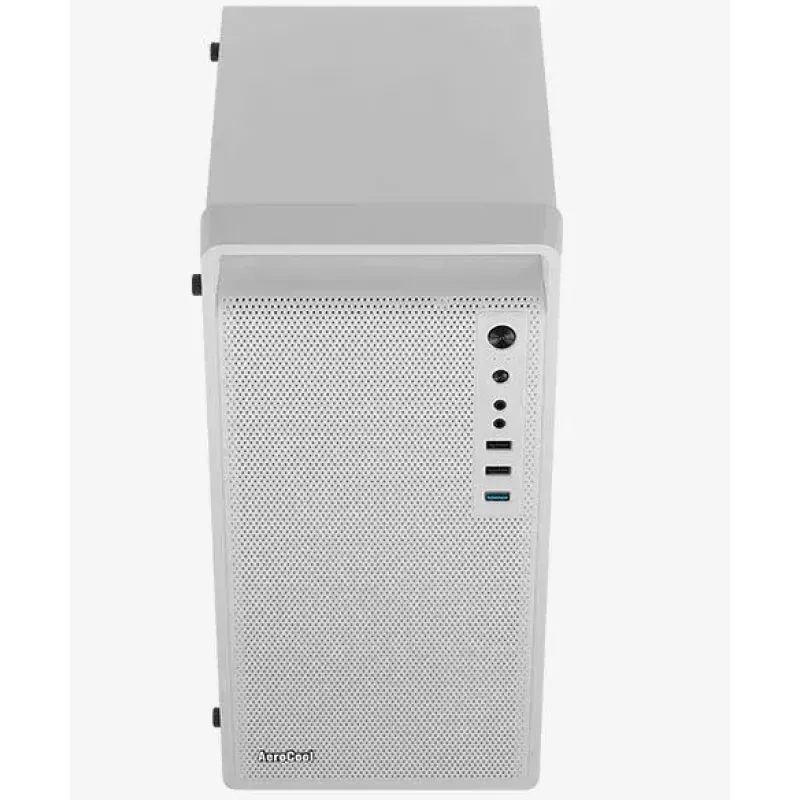 Kompiuterio korpusas AEROCOOL PGS CS-109-G-WT-v1 Mini Tower SPCC baltas – microATX, iki 26 cm GPU, FRGB, tinklinis priekis