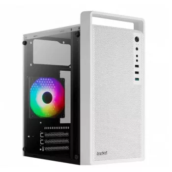 Kompiuterio korpusas AEROCOOL PGS CS-109-G-WT-v1 Mini Tower SPCC baltas – microATX, iki 26 cm GPU, FRGB, tinklinis priekis