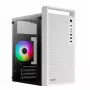 Kompiuterio korpusas AEROCOOL PGS CS-109-G-WT-v1 Mini Tower SPCC baltas – microATX, iki 26 cm GPU, FRGB, tinklinis priekis