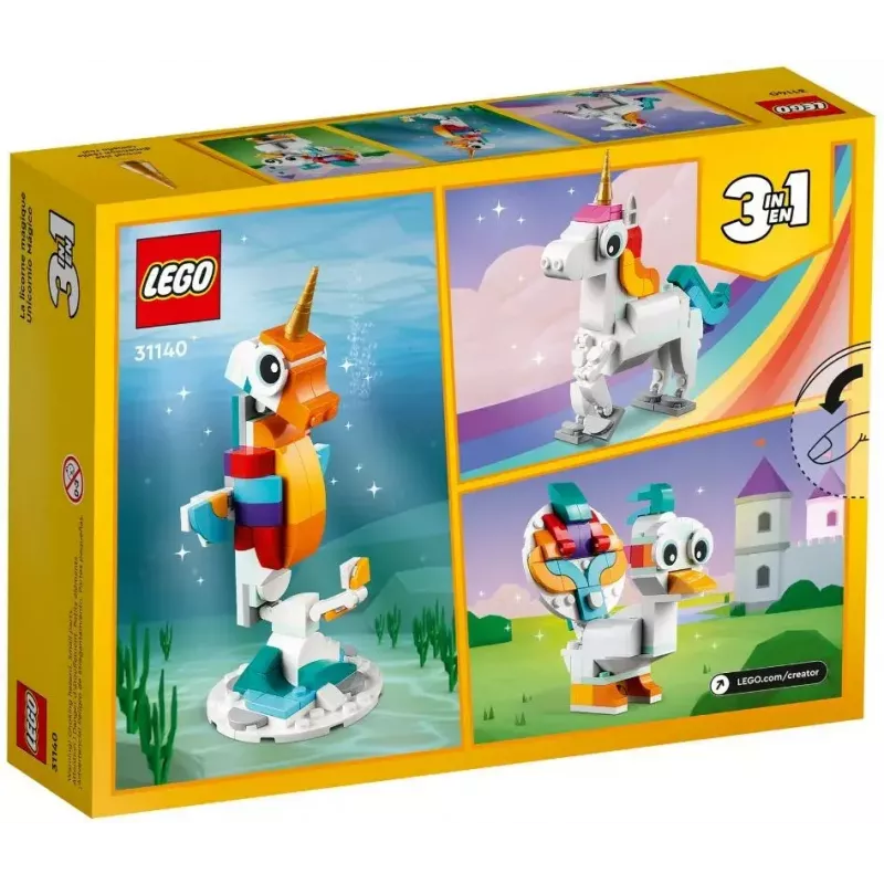 Konstruktorius LEGO Creator 3in1 31140 Magiškas vienaragis, 145 dalių, 130 mm aukštis, nuo 7 metų