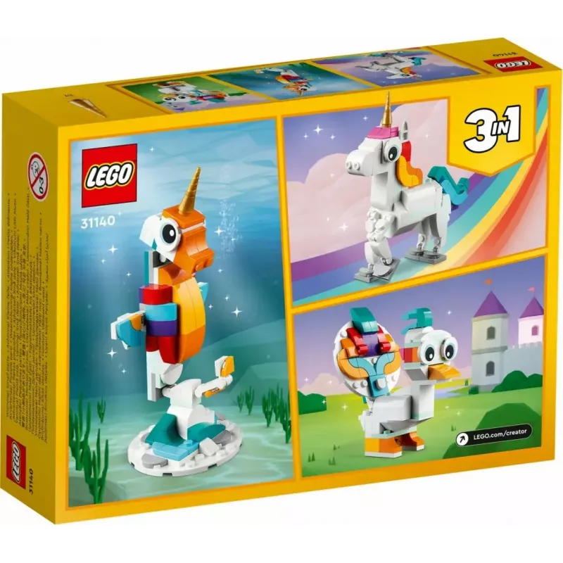 Konstruktorius LEGO Creator 3in1 31140 Magiškas vienaragis, 145 dalių, 130 mm aukštis, nuo 7 metų