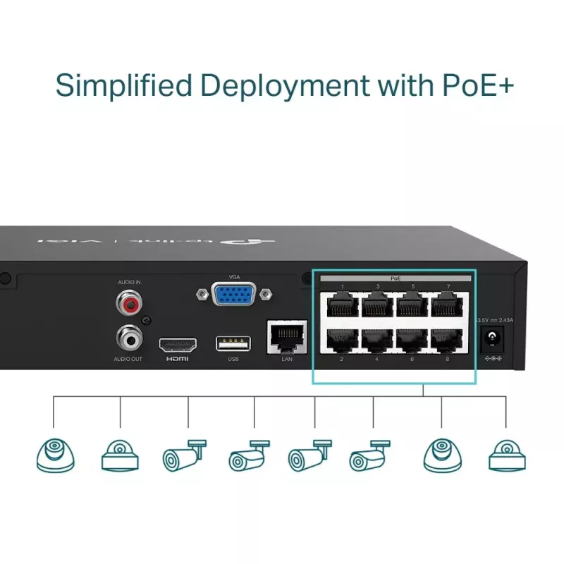 TP-Link VIGI 8 kanalų PoE+ tinklo vaizdo registratorius