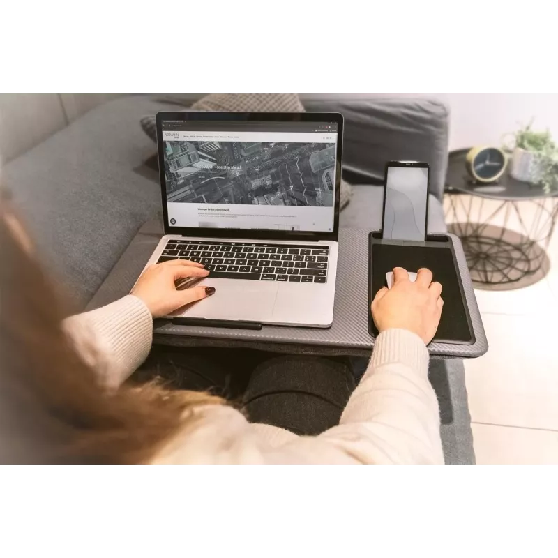 DIGITUS nešiojamas staliukas nešiojamam kompiuteriui iki 17 colių su pelės kilimėliu ir telefono laikikliu