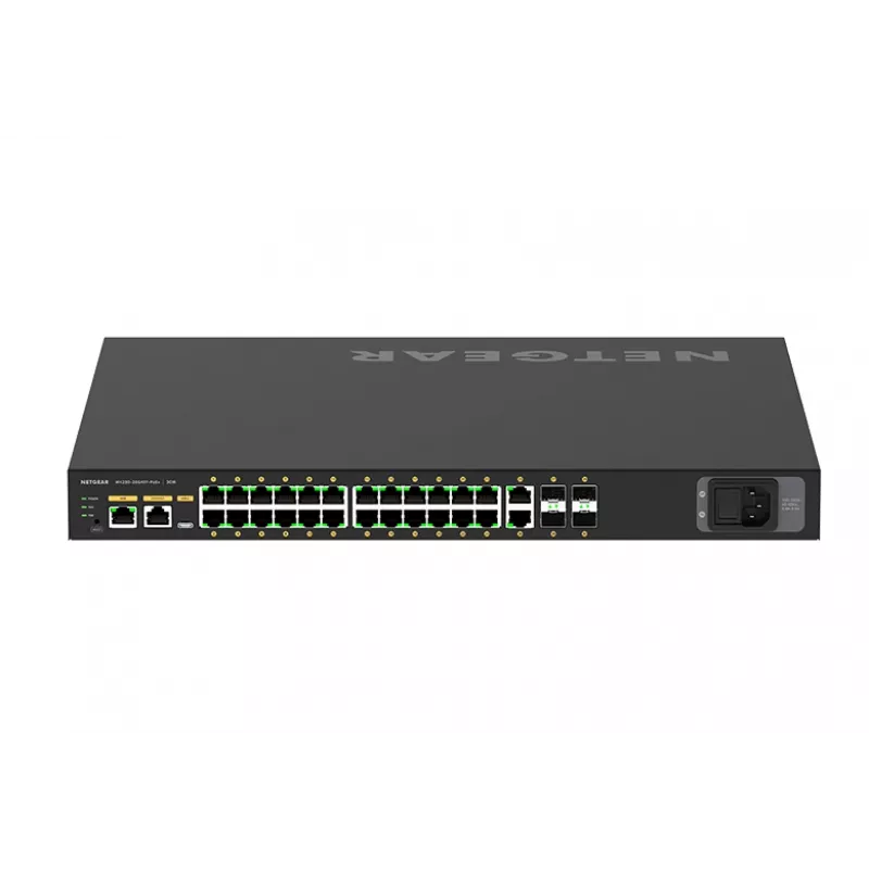 NETGEAR M4250-26G4XF-PoE+ valdomas L2/L3 gigabitinis Ethernet (10/100/1000) jungiklis su PoE+ 1U juodas
