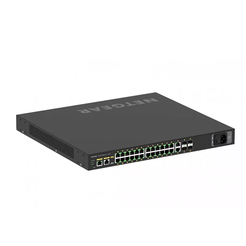 NETGEAR M4250-26G4XF-PoE+ valdomas L2/L3 gigabitinis Ethernet (10/100/1000) jungiklis su PoE+ 1U juodas