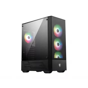 PC korpusas MSI MAG FORGE 112R Midi Tower juodas su grūdintu stiklu, 3x120mm priekiniai ventiliatoriai, ATX/Micro‑ATX/Mini‑ITX palaikymas