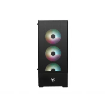 PC korpusas MSI MAG FORGE 112R Midi Tower juodas su grūdintu stiklu, 3x120mm priekiniai ventiliatoriai, ATX/Micro‑ATX/Mini‑ITX palaikymas