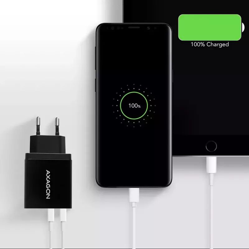 Sieninis USB įkroviklis AXAGON ACU-QS24, 2x USB (QC3.0/AFC/FCP + 5V/1,2A), 24W
