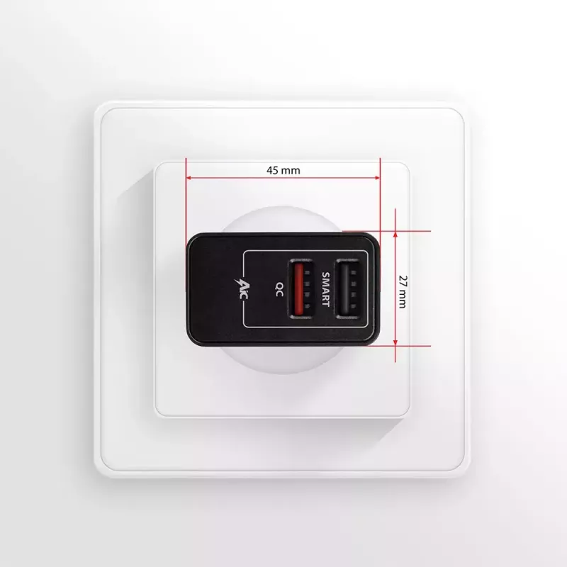 Sieninis USB įkroviklis AXAGON ACU-QS24, 2x USB (QC3.0/AFC/FCP + 5V/1,2A), 24W