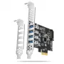 „Axagon PCEU-43RS“ PCIe kortelė – 4x USB 5 Gbps prievadai, dvigubas maitinimas, „Renesas PD720201“, standartinis ir žemo profilio laikikliai