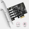 „Axagon PCEU-43RS“ PCIe kortelė – 4x USB 5 Gbps prievadai, dvigubas maitinimas, „Renesas PD720201“, standartinis ir žemo profilio laikikliai