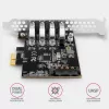„Axagon PCEU-43RS“ PCIe kortelė – 4x USB 5 Gbps prievadai, dvigubas maitinimas, „Renesas PD720201“, standartinis ir žemo profilio laikikliai