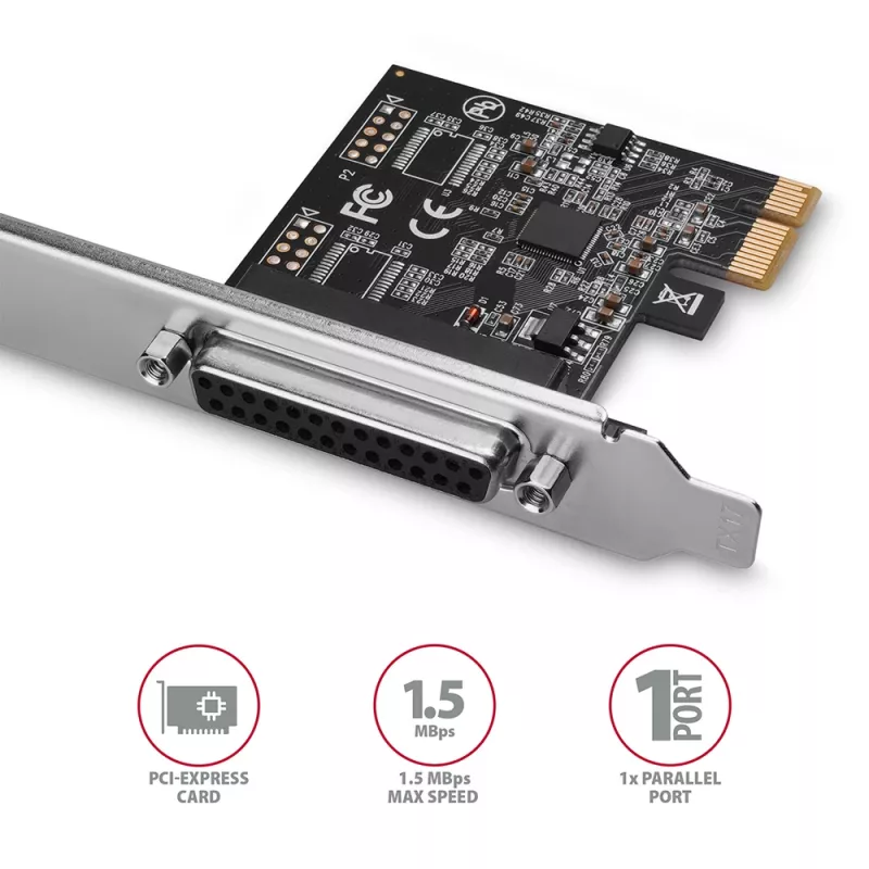 Axagon PCEA-P1N PCIe adapteris – 1 lygiagretusis prievadas su SP ir LP