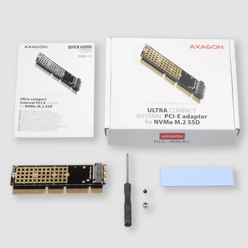 Axagon PCEM2-1U PCIe x16/x8/x4 - M.2 NVMe M rakto lizdo adapteris 1U