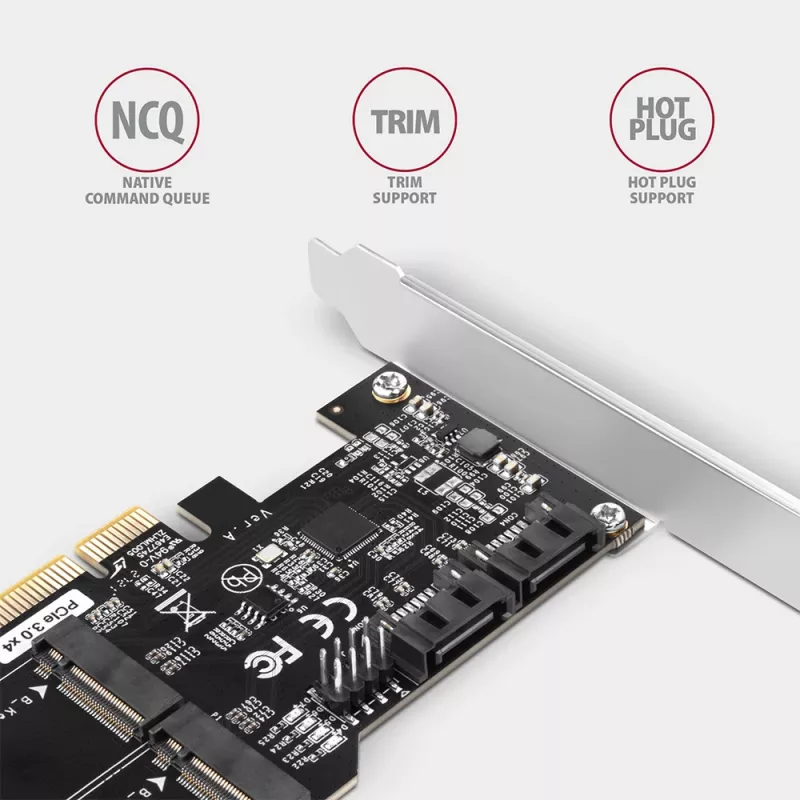 Axagon PCES-SA4M2 PCIe valdiklis 2x vidiniai SATA 6G prievadai + M.2 B rakto lizdas