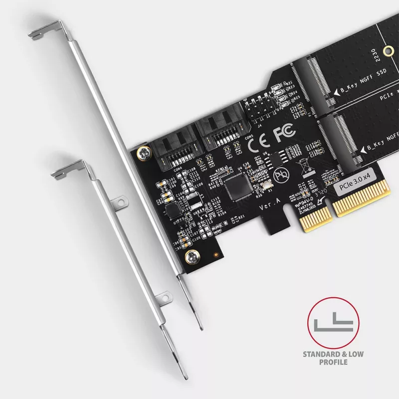 Axagon PCES-SA4M2 PCIe valdiklis 2x vidiniai SATA 6G prievadai + M.2 B rakto lizdas