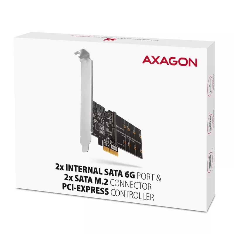 Axagon PCES-SA4M2 PCIe valdiklis 2x vidiniai SATA 6G prievadai + M.2 B rakto lizdas