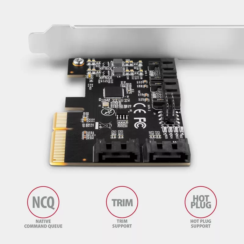 Axagon PCES-SA4X4 PCIe valdiklis – 4 vidiniai SATA 6G prievadai, ASM1164, SP & LP
