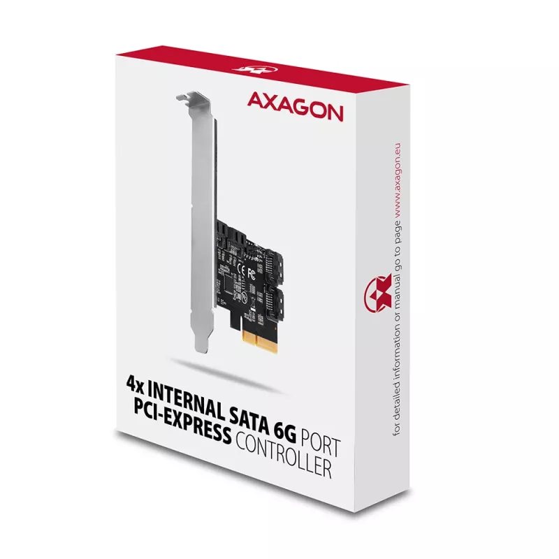 Axagon PCES-SA4X4 PCIe valdiklis – 4 vidiniai SATA 6G prievadai, ASM1164, SP & LP