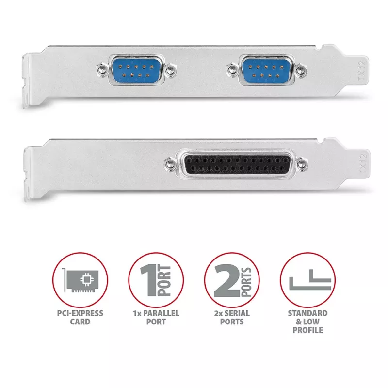 Axagon PCEA-PSN PCIe adapteris - 1x lygiagretus ir 2x nuoseklus prievadai 250 kbps su SP ir LP