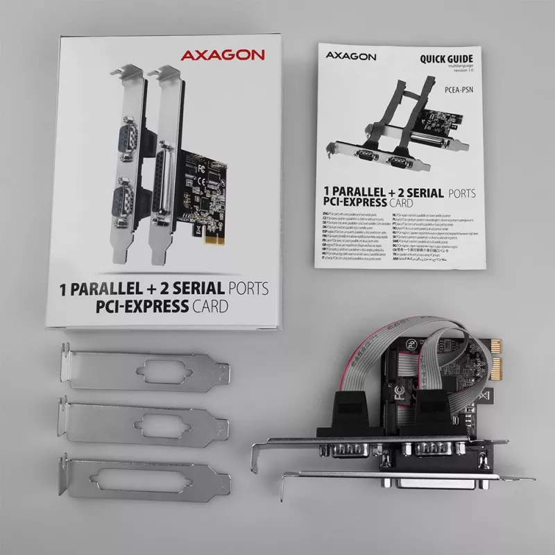 Axagon PCEA-PSN PCIe adapteris - 1x lygiagretus ir 2x nuoseklus prievadai 250 kbps su SP ir LP