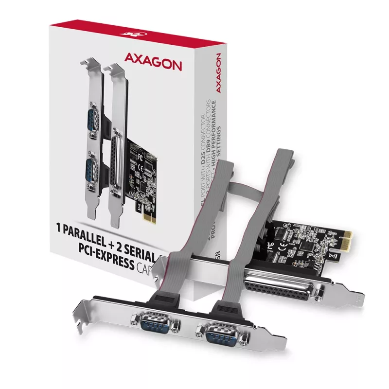 Axagon PCEA-PSN PCIe adapteris - 1x lygiagretus ir 2x nuoseklus prievadai 250 kbps su SP ir LP
