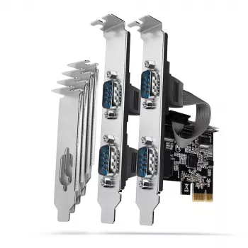 Axagon PCEA-S4N PCIe plokštė – 4 RS-232 prievadai iki 250 kBd su SP ir LP laikikliais