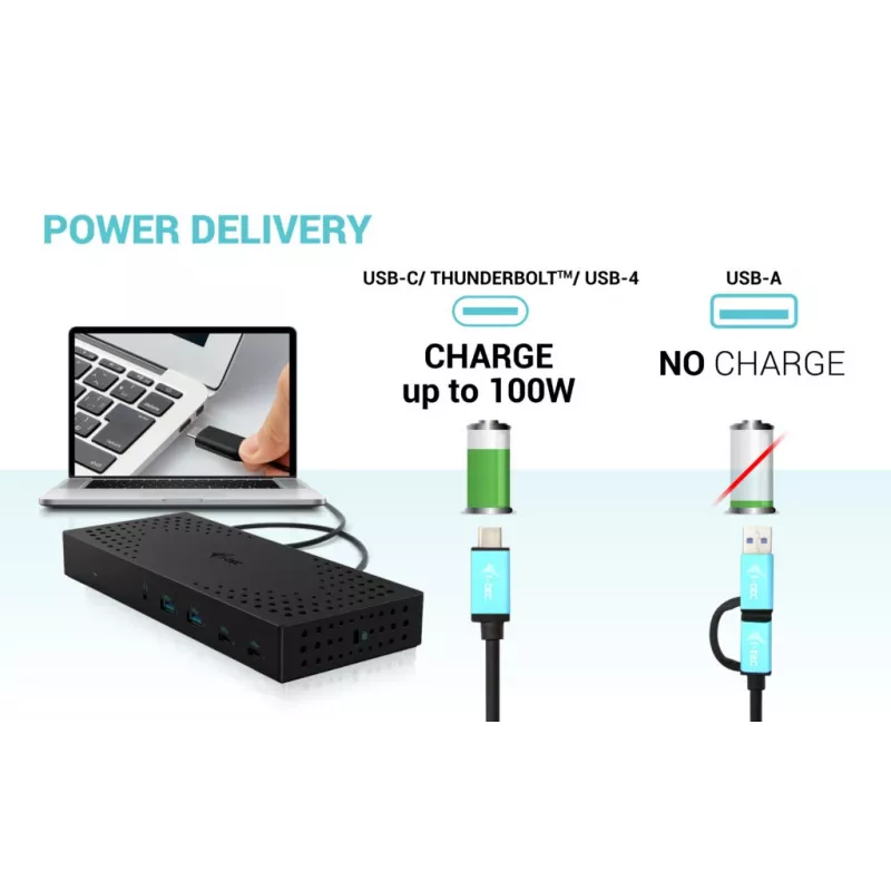 i-tec USB 3.0 / USB-C / Thunderbolt 3x 4K Docking Station Gen 2 su Power Delivery 100W