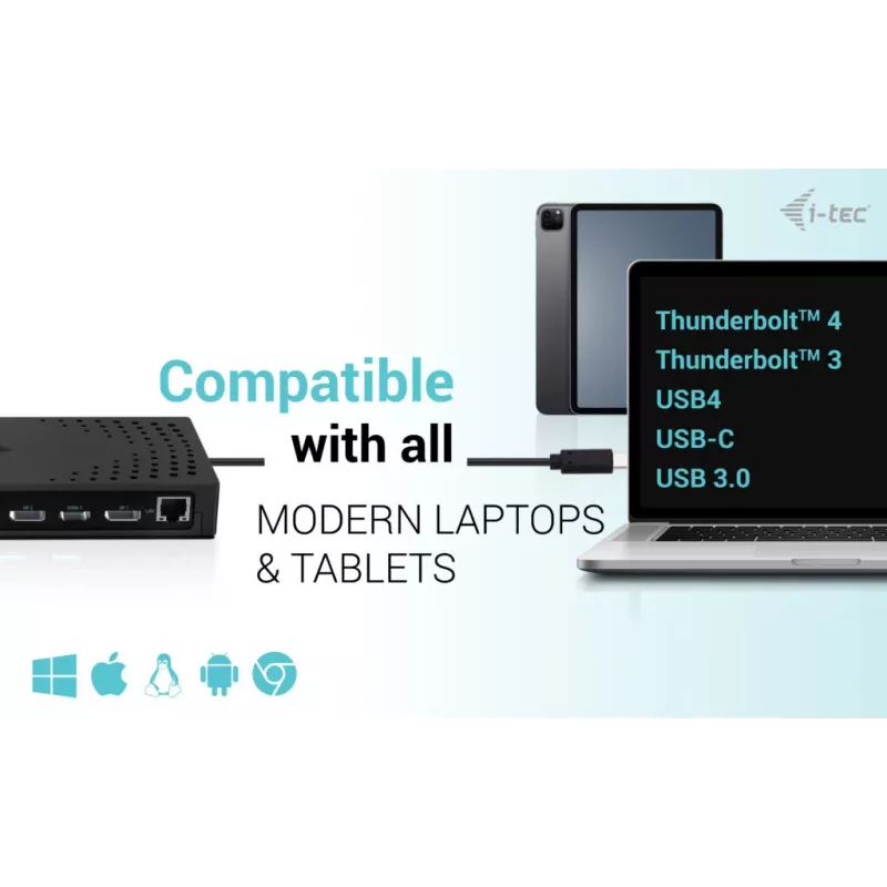 i-tec USB 3.0 / USB-C / Thunderbolt 3x 4K Docking Station Gen 2 su Power Delivery 100W