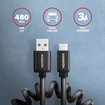 USB kabelis Axagon BUCM-AM10TB USB 2.0 0.6m USB-C USB-A juodas