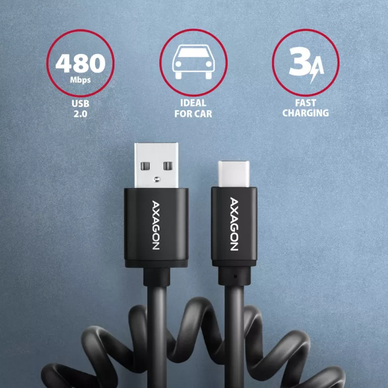 USB kabelis Axagon BUCM-AM10TB USB 2.0 0.6m USB-C USB-A juodas