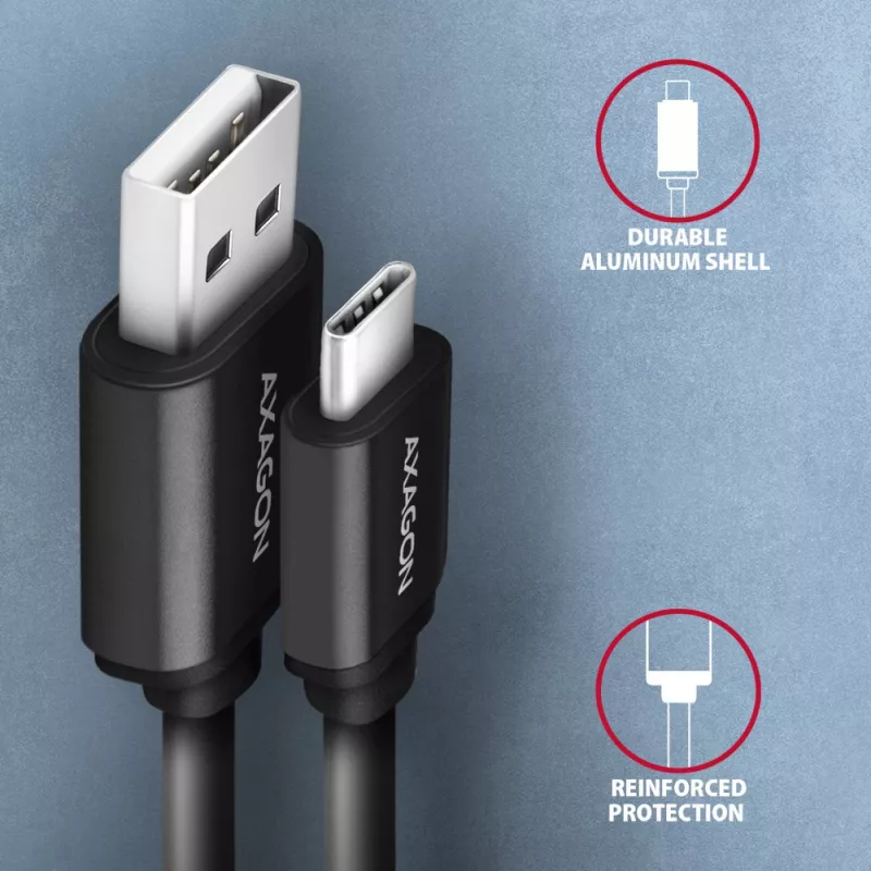USB kabelis Axagon BUCM-AM10TB USB 2.0 0.6m USB-C USB-A juodas