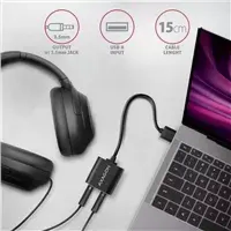Išorinis USB garso adapteris AXAGON ADA-12 su 1x 3,5 mm lizdu ausinėms ir mikrofonui