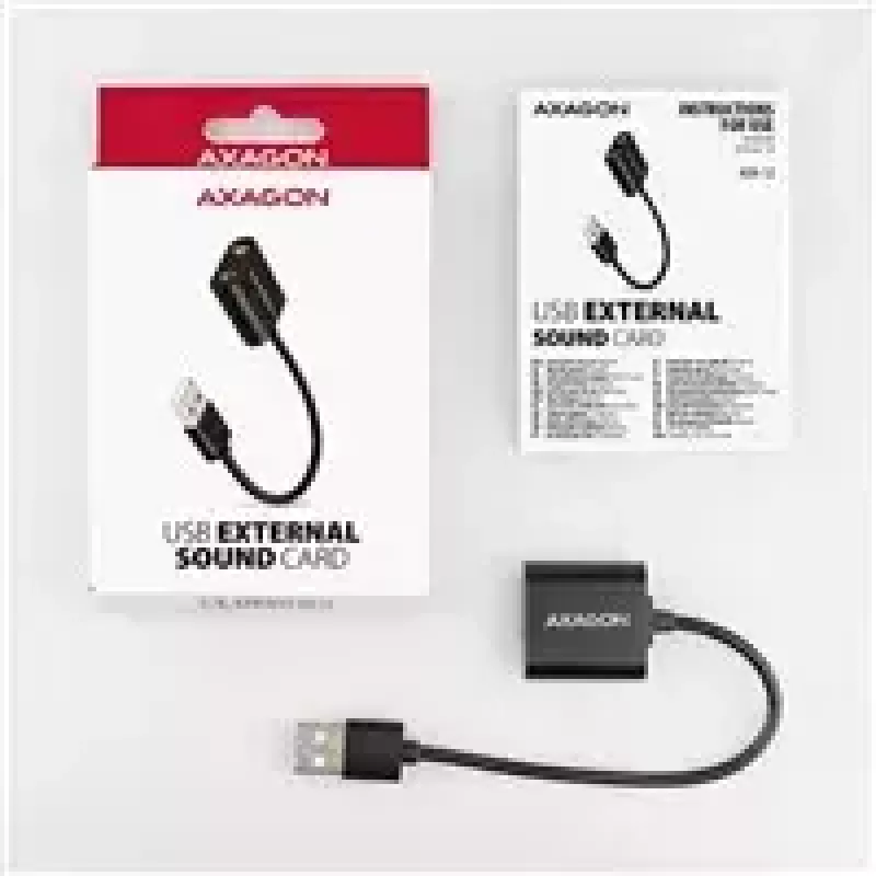 Išorinis USB garso adapteris AXAGON ADA-12 su 1x 3,5 mm lizdu ausinėms ir mikrofonui