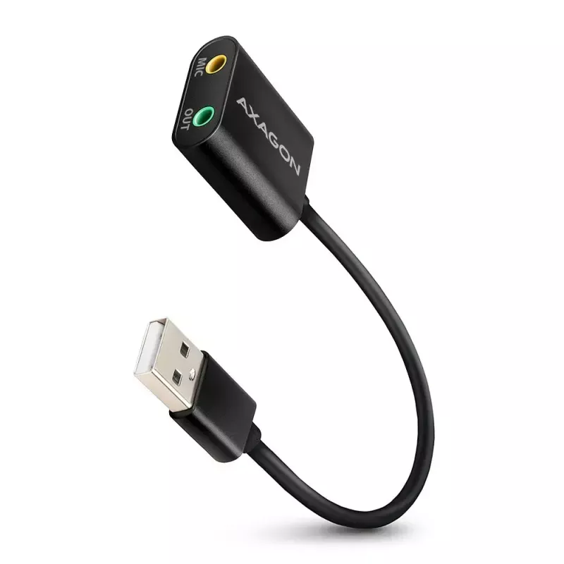 Išorinis USB garso adapteris AXAGON ADA-12 su 1x 3,5 mm lizdu ausinėms ir mikrofonui