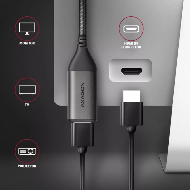 Adapteris Axagon RVC-HI2M USB-C į HDMI 2.0a 4K/60Hz HDR10