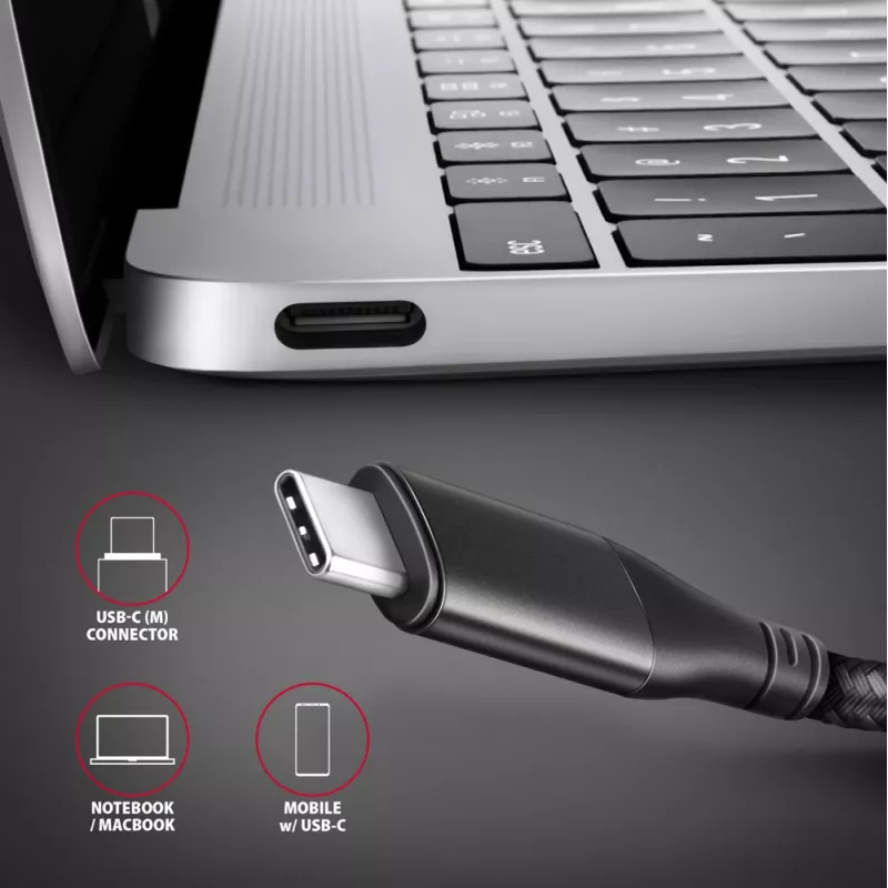 Axagon RVC-HI2MC USB-C į HDMI 2.0a laidas 1,8 m, 4K/60Hz HDR10