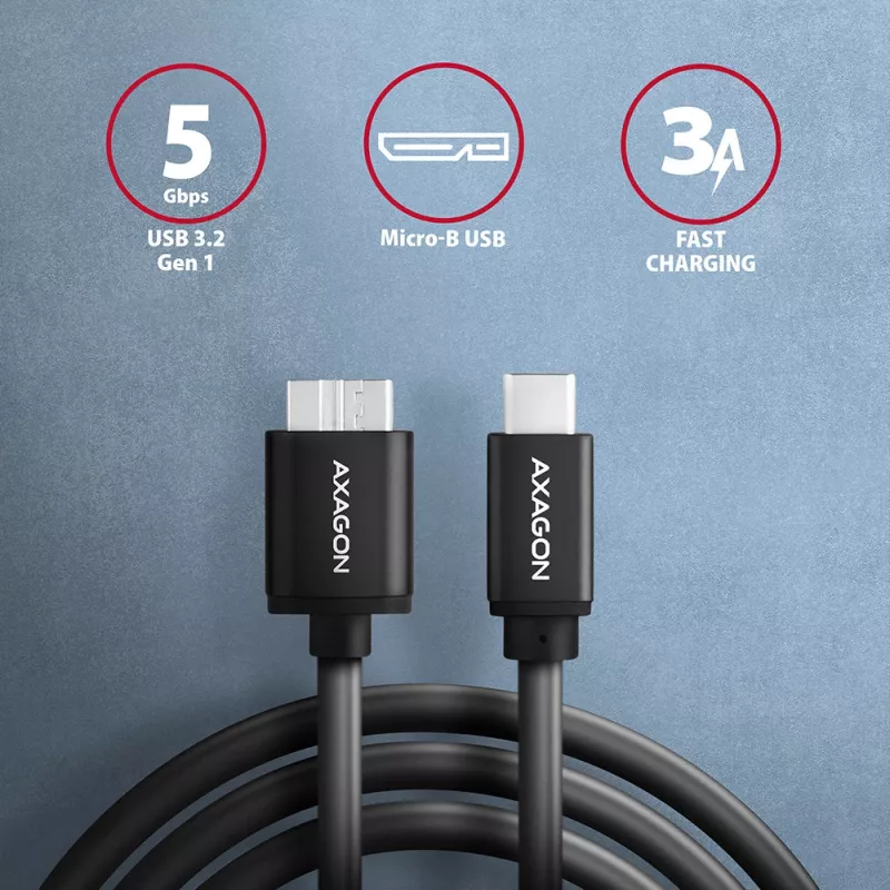 USB laidas Axagon BUMM3-CM10AB Micro-USB B į USB C 1m juodas