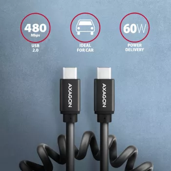 Axagon BUCM-CM10TB TWISTER USB-C <> USB-C laidas 0,6 m