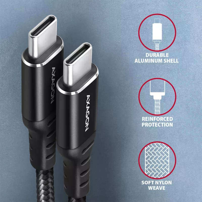 USB C laidas Axagon BUCM-CM20AB 2m juodas