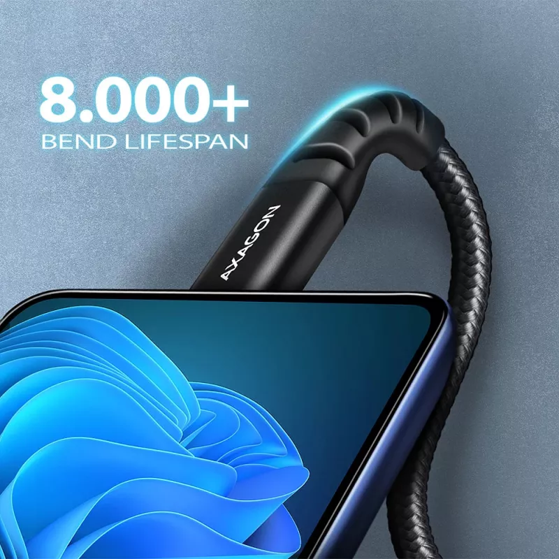USB C laidas Axagon BUCM-CM20AB 2m juodas