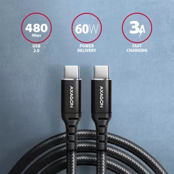 USB-C laidas Axagon BUCM-CM30AB USB 2.0 3 m juodas
