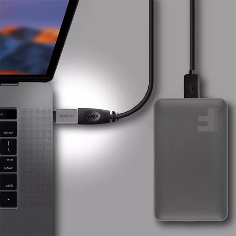 Adapteris Axagon RUCM-AFA USB-C (kištukas) -> USB-A (lizdas), USB 3.2 Gen 2, 3A, ALU
