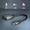 Axagon RUCM-AFAC laidas adapteris USB-C (kištukas) → USB-A (lizdas), 20 cm, USB 3.2 Gen 1, 3A, ALU