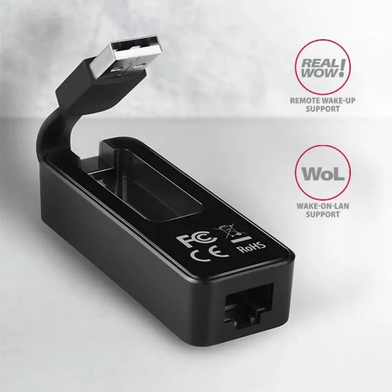 AXAGON ADE-XR USB 2.0 Type-A greitas Ethernet 10/100 adapteris, juodas, 0,023 kg