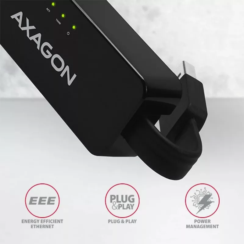 AXAGON ADE-XR USB 2.0 Type-A greitas Ethernet 10/100 adapteris, juodas, 0,023 kg
