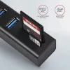 USB 3.2 Gen 1 metalinis daugiafunkcis stotelinis įrenginys su 3 USB prievadais ir kortelių skaitytuvu Axagon HMA-CR3A